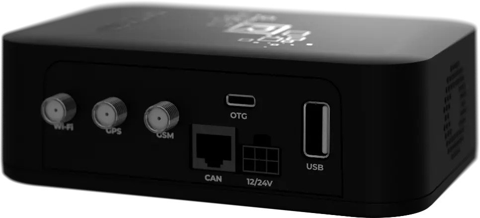 Centralita del RADAGO BUCELL con las conexiones de Wi-Fi, GPS, GSM, CAN, alimentación y USB
